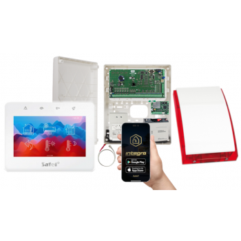 ZESTAW ALARMOWY SATEL INTEGRA 64 + INT-TSG2-W + OPU-3P + AWT682 + 17Ah + INT-GSM LTE + SYRENA SP-4001R